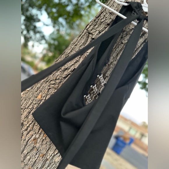 Edikted Goth Grunge Black Halter with Silver Chain Accents - Picture 5 of 7